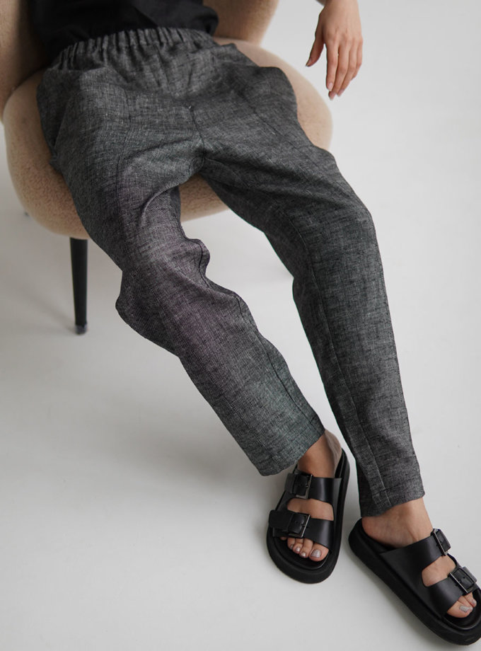 Льняні брюки ETP_ EWtrblack, фото 1 - в интернет магазине KAPSULA
