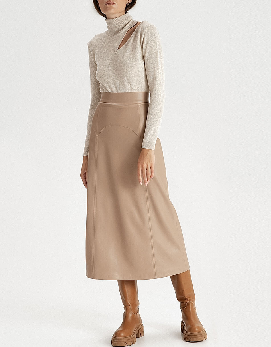 Спідниця міді з еко-шкіри beige WNDR_fw21_elb_06, фото 1 Спідниця міді з еко-шкіри beige WNDR_fw21_elb_06, фото 1 - в интернет магазине KAPSULA