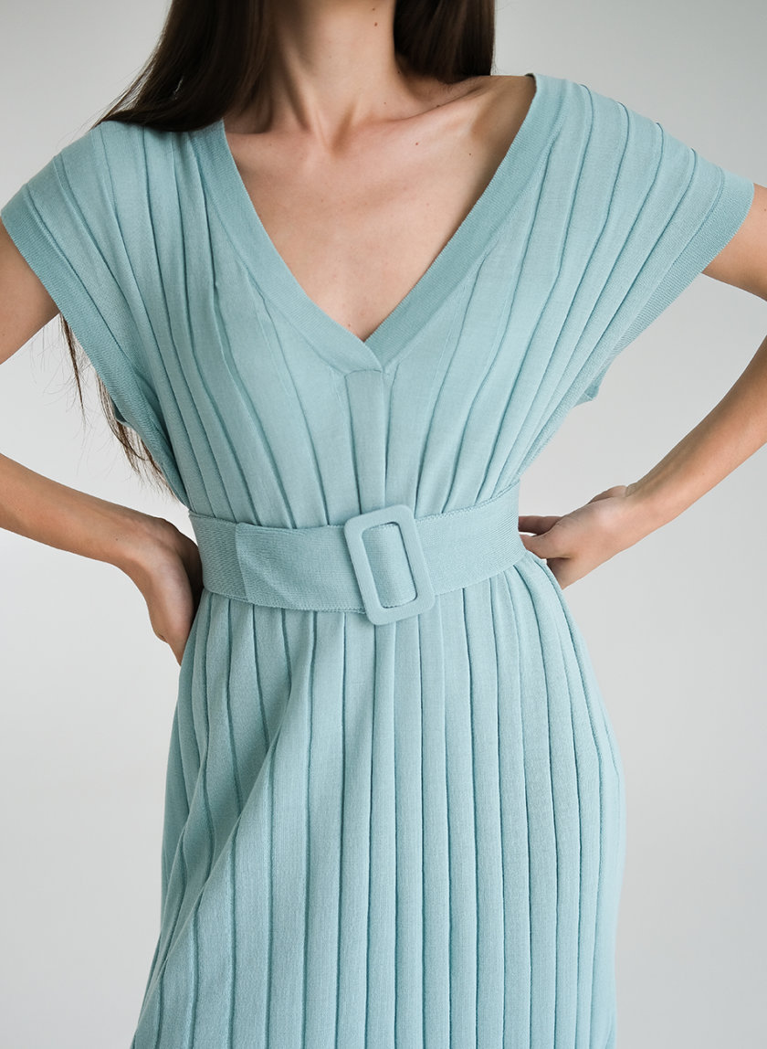 Хлопковое платье с фактурной вязкой FRBC_Fbkndress_mint, фото 1 - в интернет магазине KAPSULA