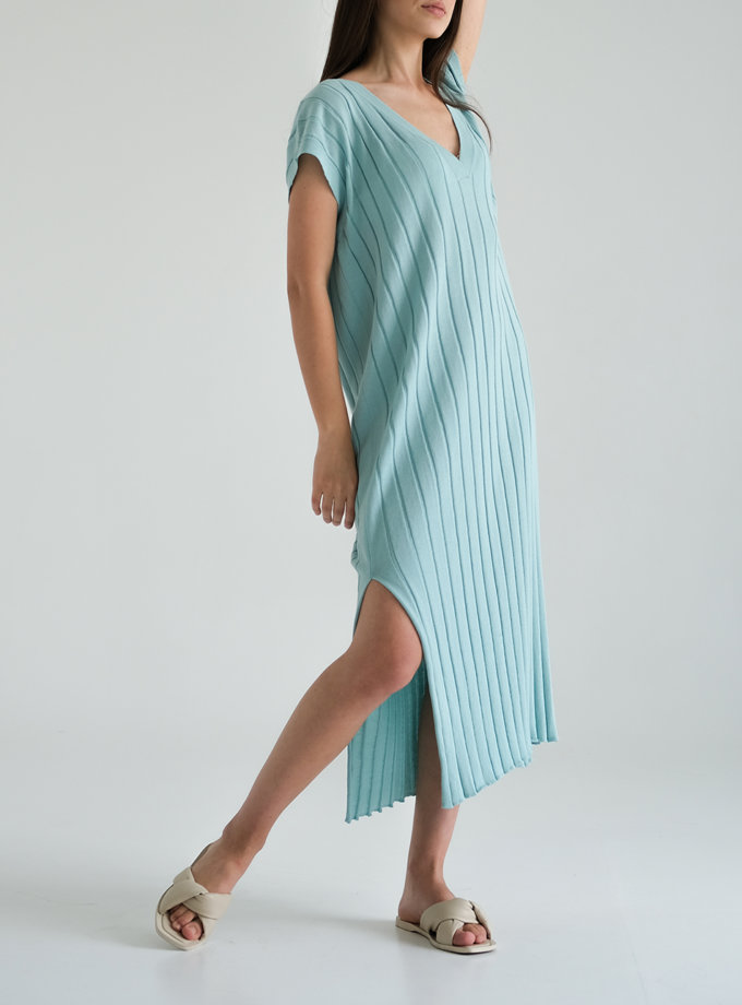 Хлопковое платье с фактурной вязкой FRBC_Fbkndress_mint, фото 1 - в интернет магазине KAPSULA