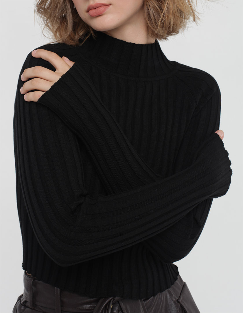 Джемпер приталенного силуэта MISS_PU-020-black, фото 1 - в интернет магазине KAPSULA