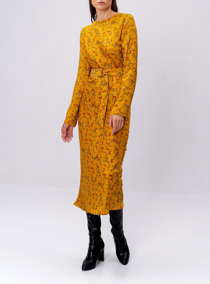 Платье L Milano с поясом MC_MY0322-yellow, фото 1 - в интернет магазине KAPSULA