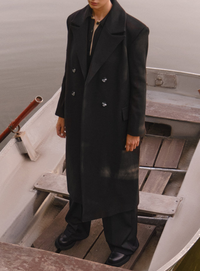 Двубортное пальто прямого кроя LAB_2201, фото 1 - в интернет магазине KAPSULA