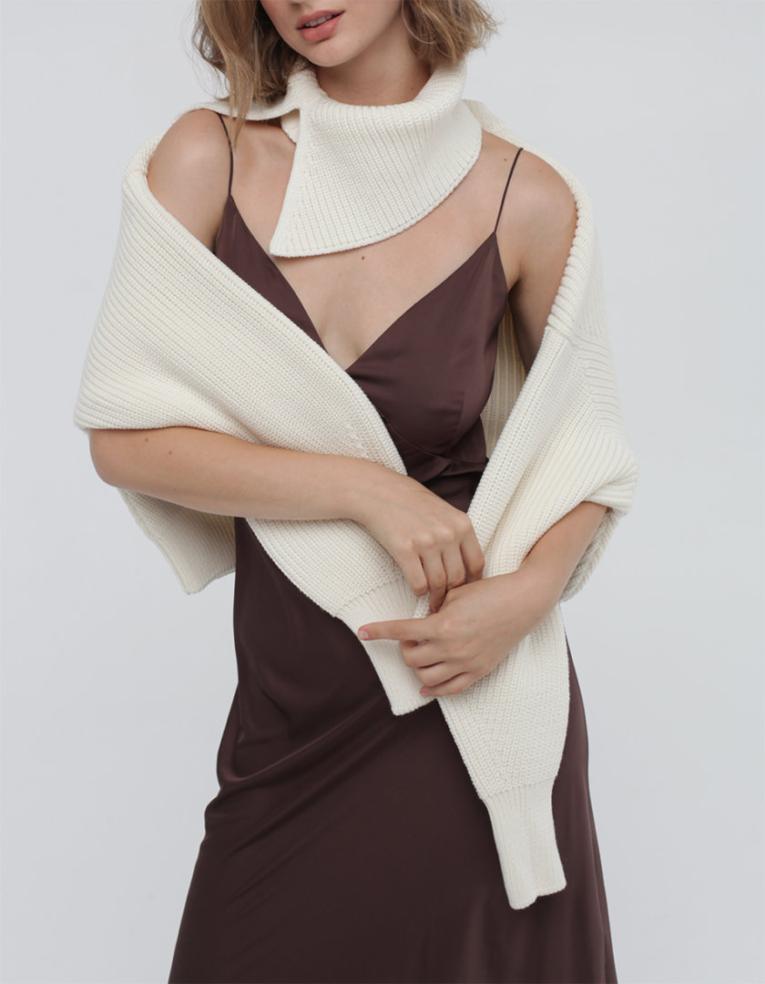 Шарф-воротник из мериносовой шерсти MISS_PU-022-white-scarf, фото 1 - в интернет магазине KAPSULA