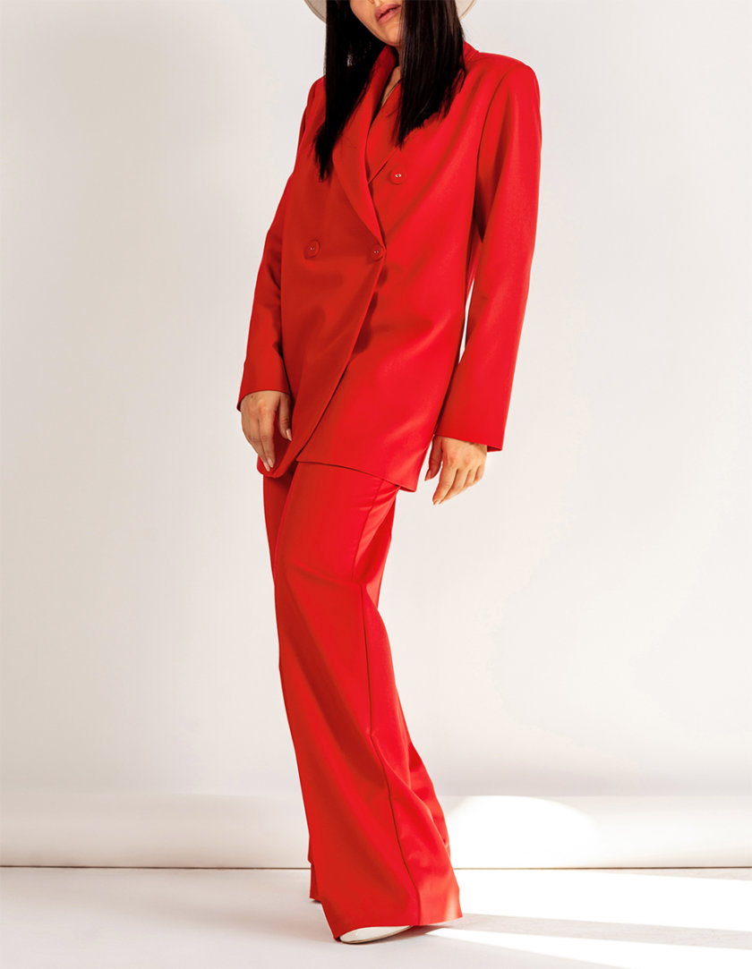 Двубортный костюм с прямыми брюками MMT_096_014а_scarlet, фото 1 - в интернет магазине KAPSULA