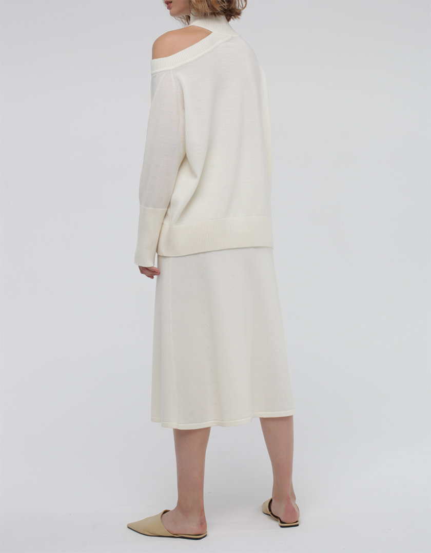 Шерстяная юбка миди MISS_SK-023-white, фото 1 - в интернет магазине KAPSULA