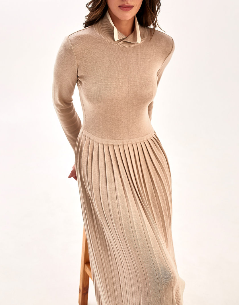 Сукня плісе з розрізом на запах NBL_2109-DR-BEG, фото 1 - в интернет магазине KAPSULA