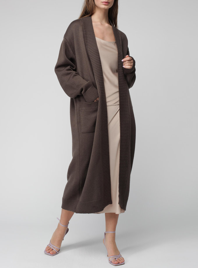 Кардиган з вовни на запах MISS_JA-017-brown-coat, фото 1 - в интернет магазине KAPSULA