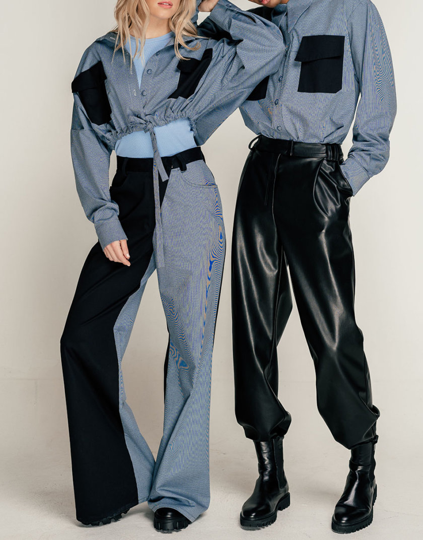 Хлопковые брюки клеш SE_SE21-Pn-Magnoli-BBl, фото 1 - в интернет магазине KAPSULA