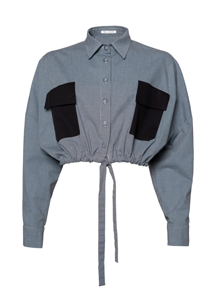 Хлопковая укороченная рубашка SE_SE21-Sh-Oxi-Bl, фото 1 - в интернет магазине KAPSULA