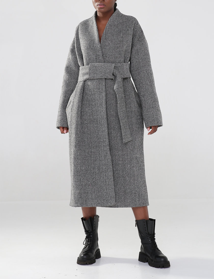 Шерстяное пальто с поясом COV_WT-GR, фото 1 - в интернет магазине KAPSULA