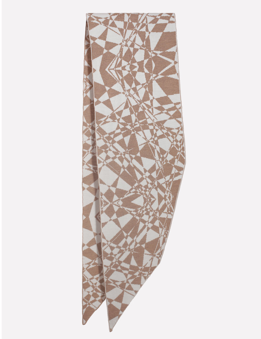 Жаккардовый шарф из шерсти JND_21-010908-beige-kapsula, фото 1 - в интернет магазине KAPSULA