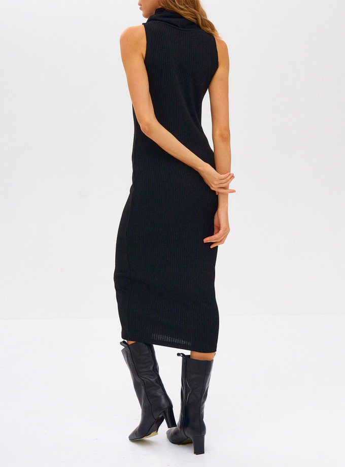 Хлопковое платье миди Sandro SNDR_FWN5-black, фото 1 - в интернет магазине KAPSULA
