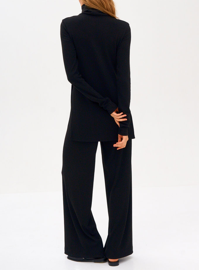 Бавовняний комплект з гольфом і широкими брюками SNDR_FWN8-black, фото 1 - в интернет магазине KAPSULA