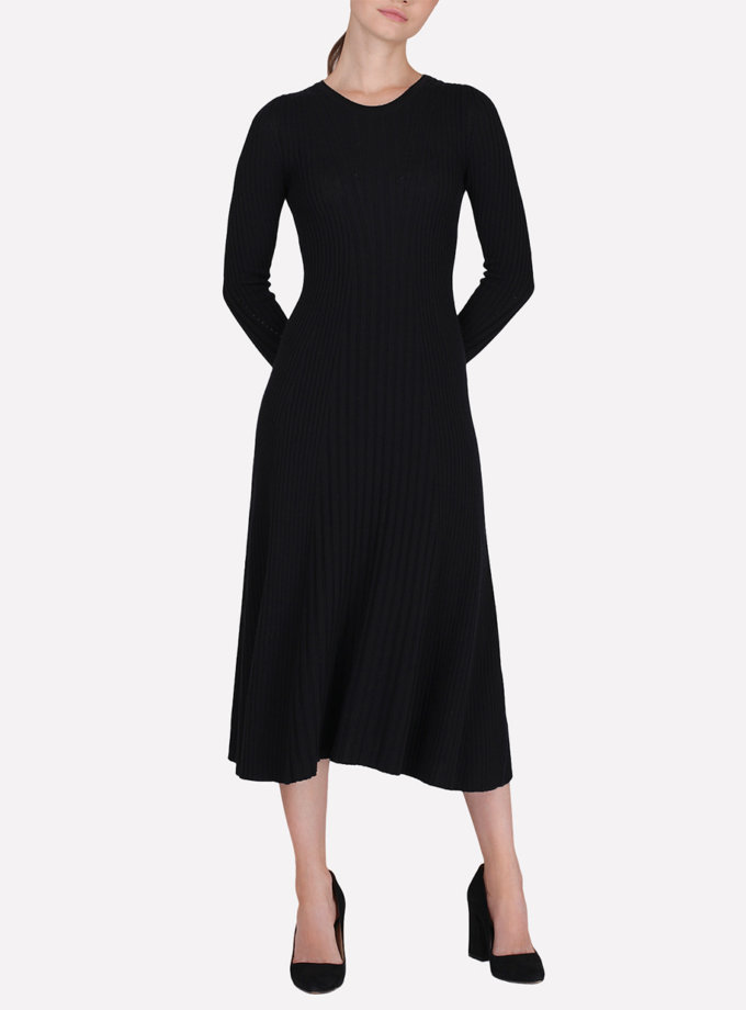 Безшовна сукня міді з вовни JND_21-010628-black, фото 1 - в интернет магазине KAPSULA