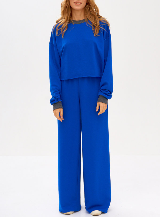 Бавовняний комплект з брюками і світшоти SNDR_FWN15-blue, фото 1 - в интернет магазине KAPSULA