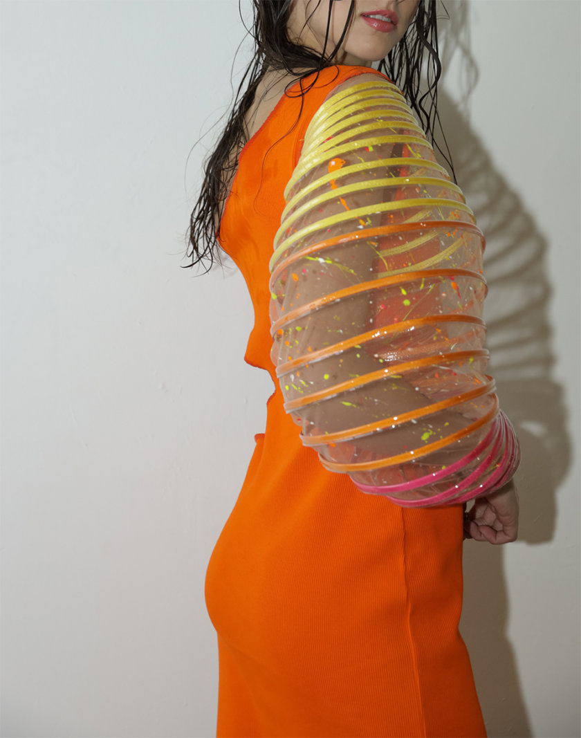Хлопковое платье с объемным рукавом ZHRK_zkss220001o, фото 1 - в интернет магазине KAPSULA