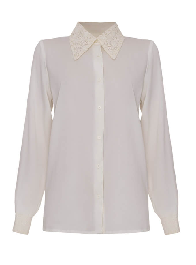 Шелковая блуза с кружевом FORMA_FW21-22-09, фото 1 - в интернет магазине KAPSULA