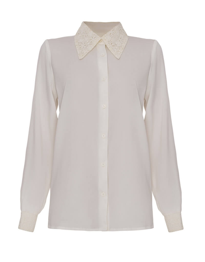 Шелковая блуза с кружевом FORMA_FW21-22-09, фото 1 - в интернет магазине KAPSULA