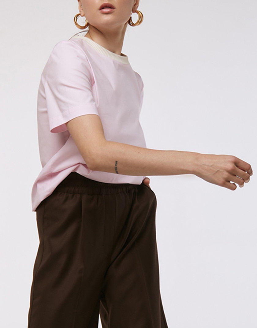 Хлопковая футболка Pink KLSV_AKxDS_FW_2021_18, фото 1 - в интернет магазине KAPSULA
