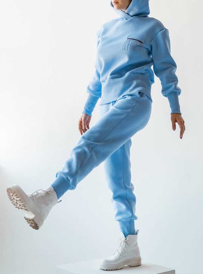Хлопковый утепленный костюм SHE_fleecesuit_blue, фото 1 - в интернет магазине KAPSULA