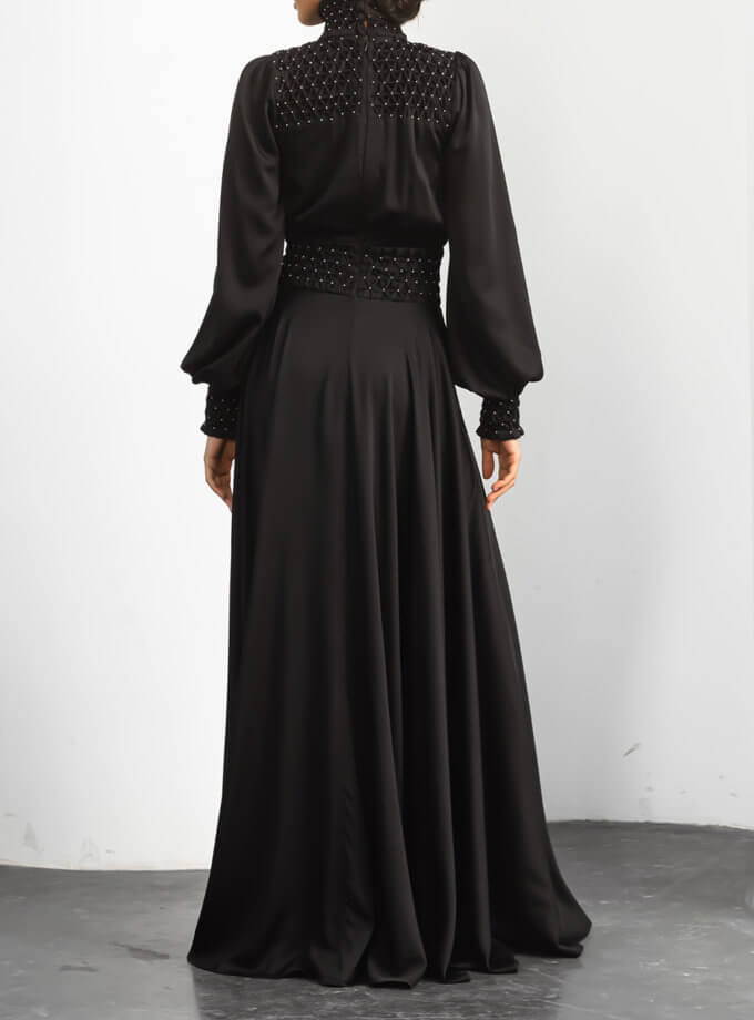 Платье с буфами RVR_REF21-2043BK, фото 1 - в интернет магазине KAPSULA