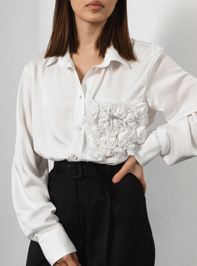 Блуза с розами RVR_REF21-2041WH, фото 1 - в интернет магазине KAPSULA