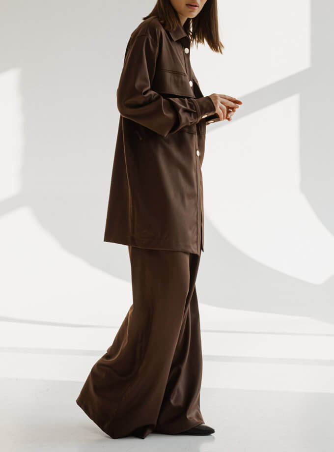 Широкие брюки из шерсти RVR_REFW20-1004BR, фото 1 - в интернет магазине KAPSULA