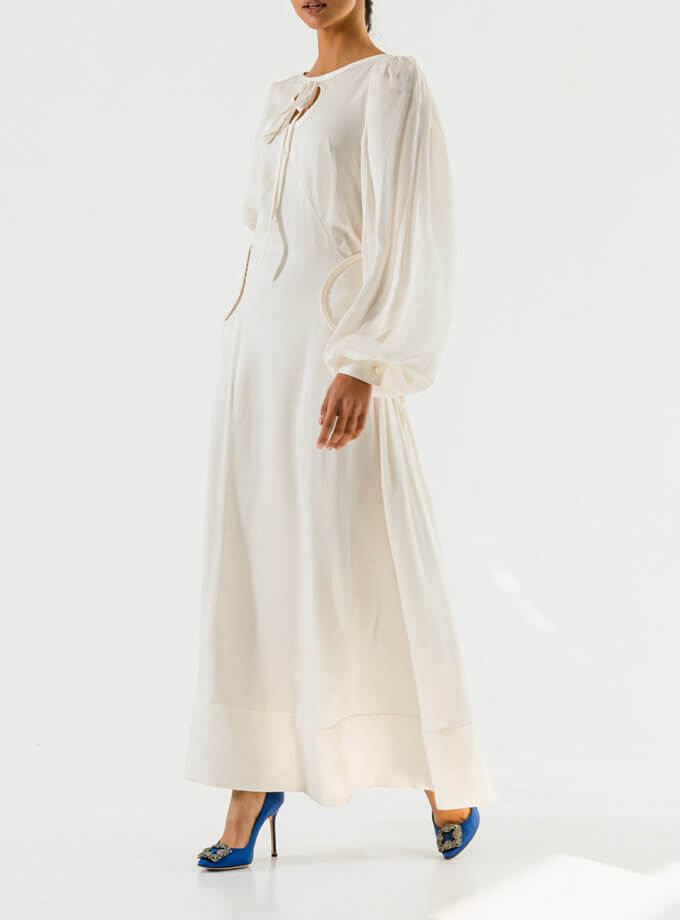 Шелковое платье макси RVR_RESS21- 2038WH, фото 1 - в интернет магазине KAPSULA