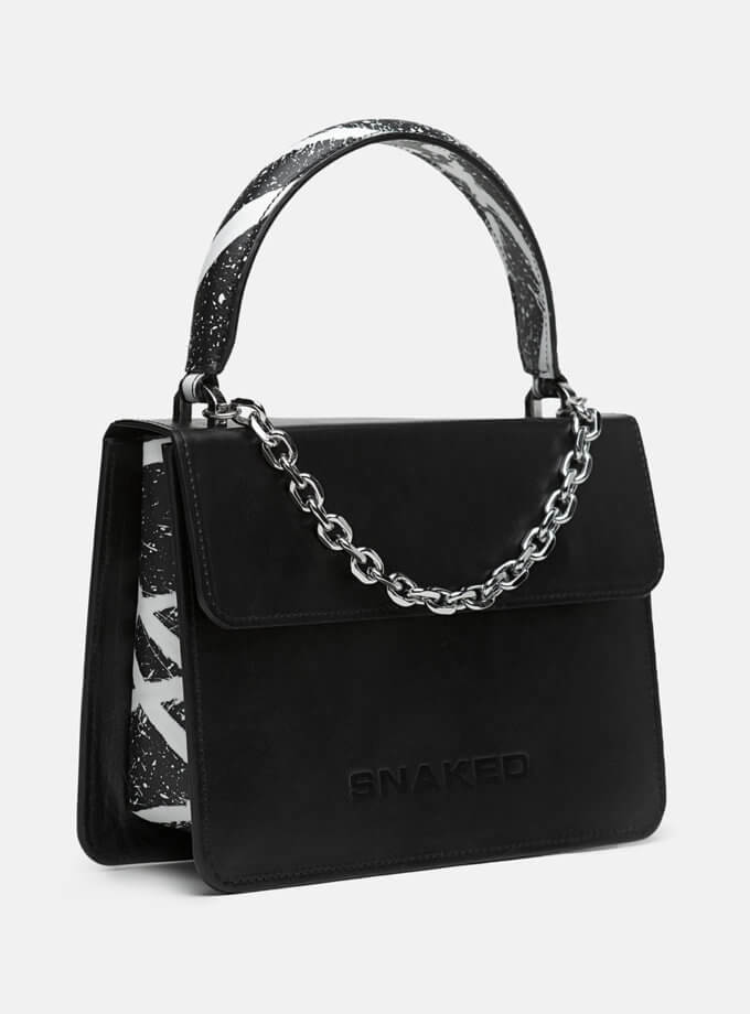 Кожаная сумка Boy Bag in Black with Print SNKD_P0004S, фото 1 - в интернет магазине KAPSULA