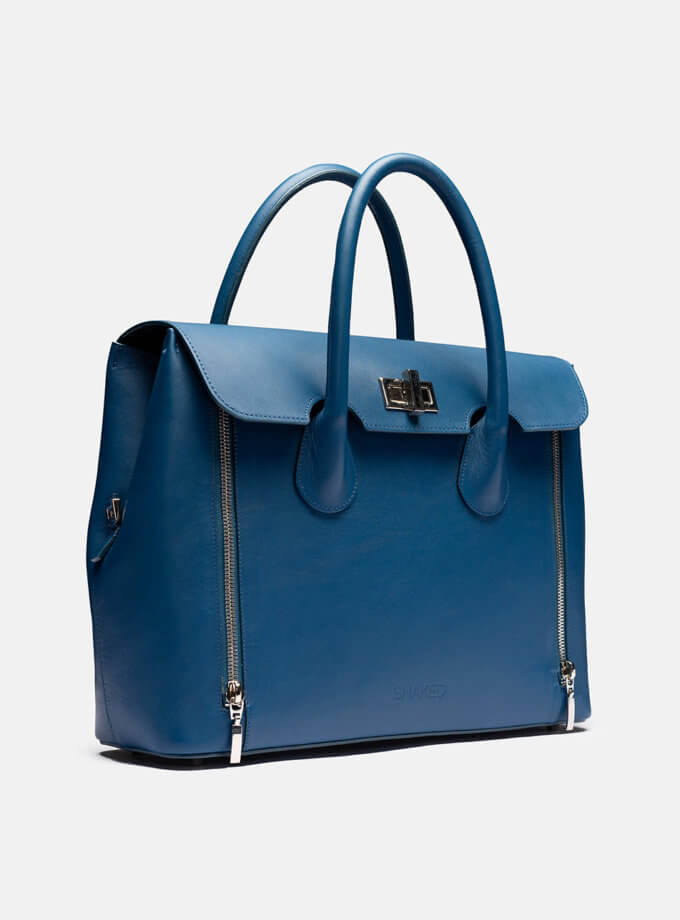 Кожаная сумка Snaked City Satchel Bag in Blue SNKD_P0104S, фото 1 - в интернет магазине KAPSULA