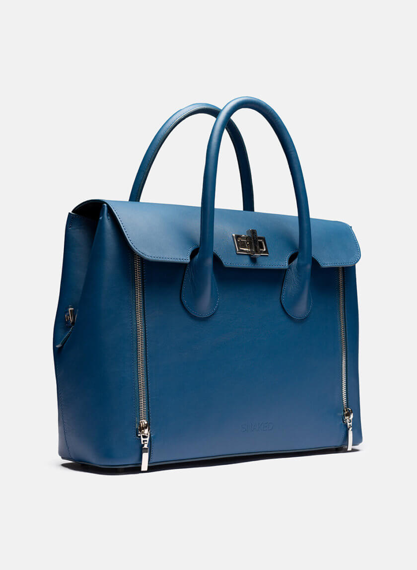 Шкіряна сумка Snaked City Satchel Bag in Blue SNKD_P0104S-kapsula, фото 1 - в интернет магазине KAPSULA