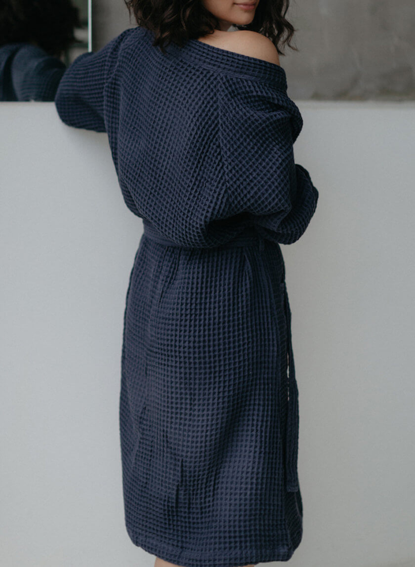 Хлопковый халат Blue HMME_CW07-018480R, фото 1 - в интернет магазине KAPSULA