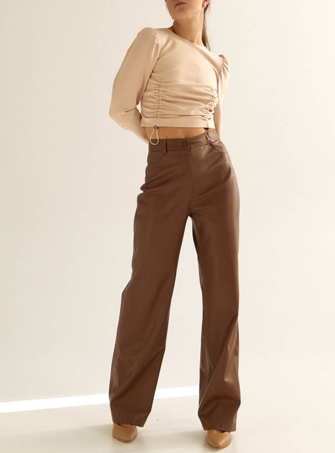 Штани з еко-шкіри brown KLSV_AKxDS_FW_2021_44, фото 1 - в интернет магазине KAPSULA