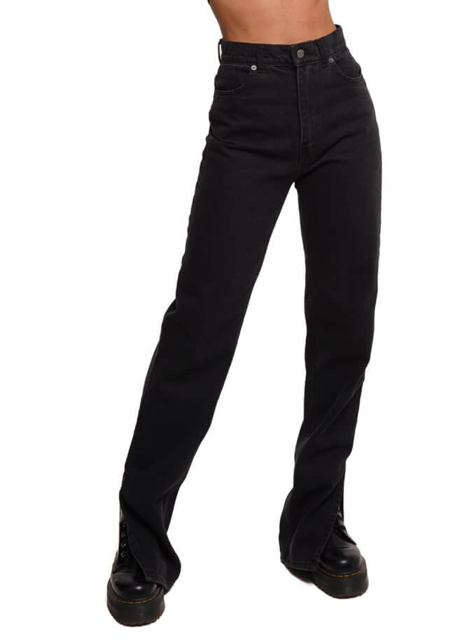 Бавовняні джинси з розрізами WNDM_sp21-jnswr-black, фото 1 - в интернет магазине KAPSULA