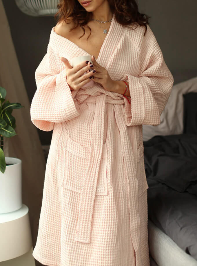 Хлопковый халат Pink HMME_CW01-018466R, фото 1 - в интернет магазине KAPSULA