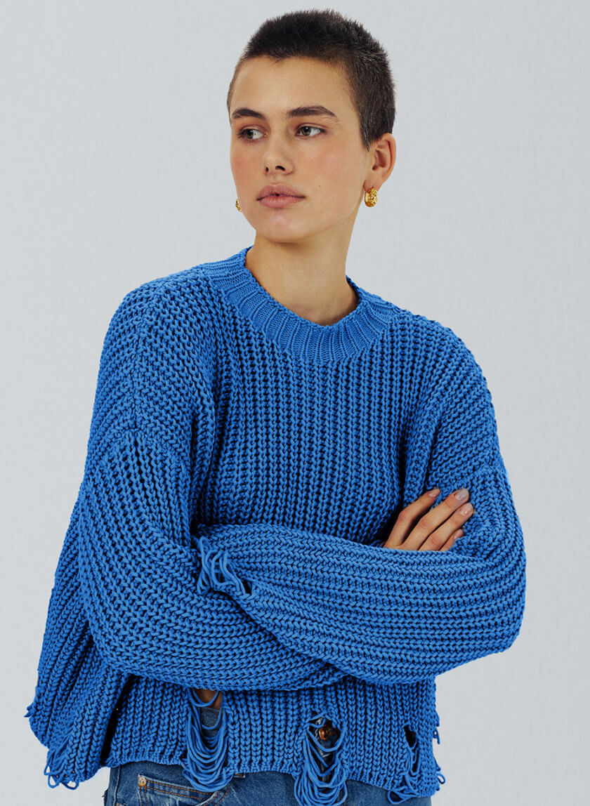 Синий свитер 0202_50016, фото 1 - в интернет магазине KAPSULA