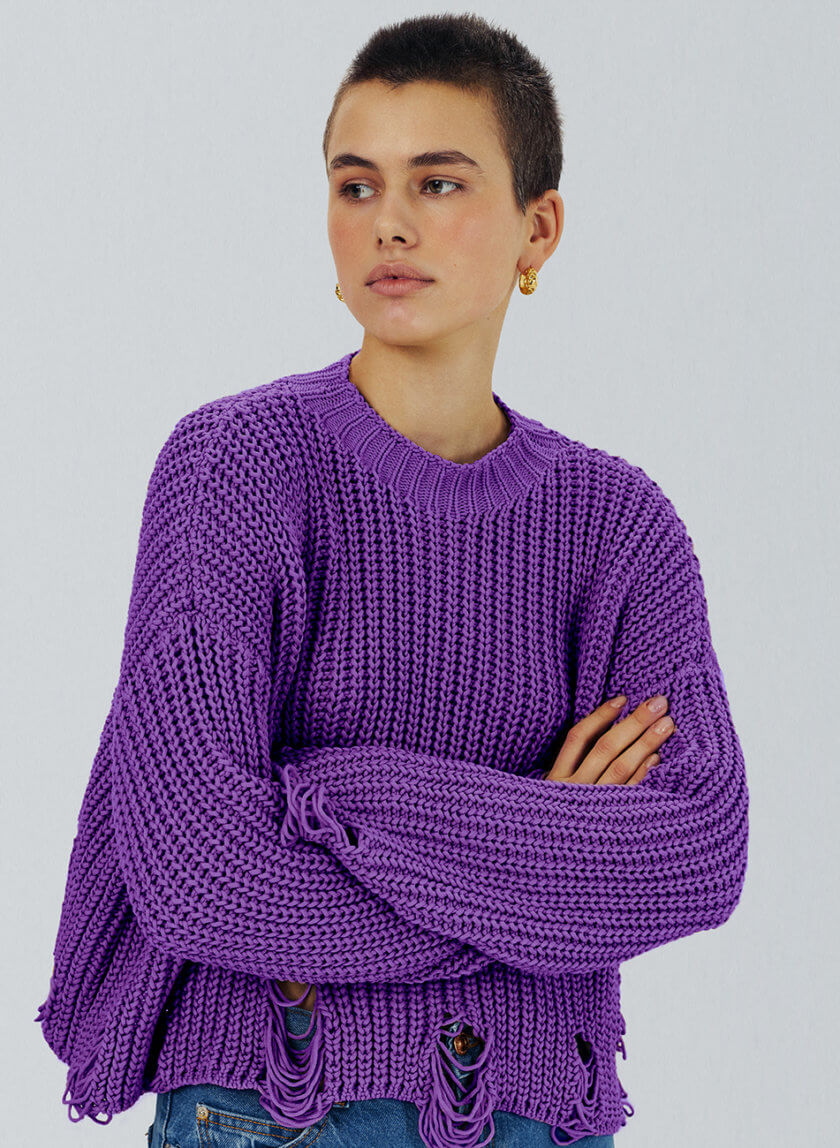 Фиолетовый свитер KNIT_50018, фото 1 - в интернет магазине KAPSULA
