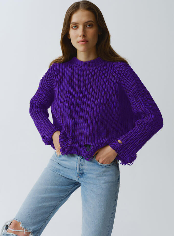 Фіолетовий светр KNIT_50018, фото 1 - в интернет магазине KAPSULA