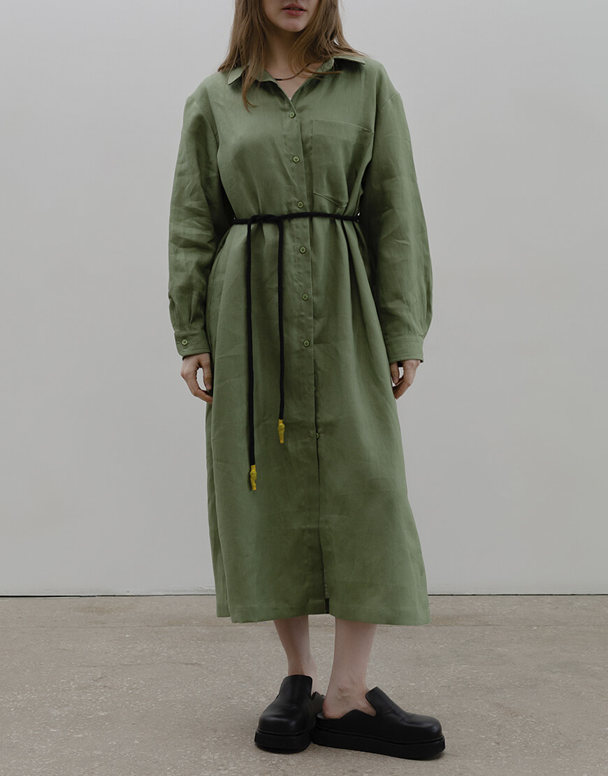 Сукня лляна зелена на ґудзиках BLCGR_BLCN_915, фото 1 Сукня лляна зелена на ґудзиках BLCGR_BLCN_915, фото 1 - в интернет магазине KAPSULA