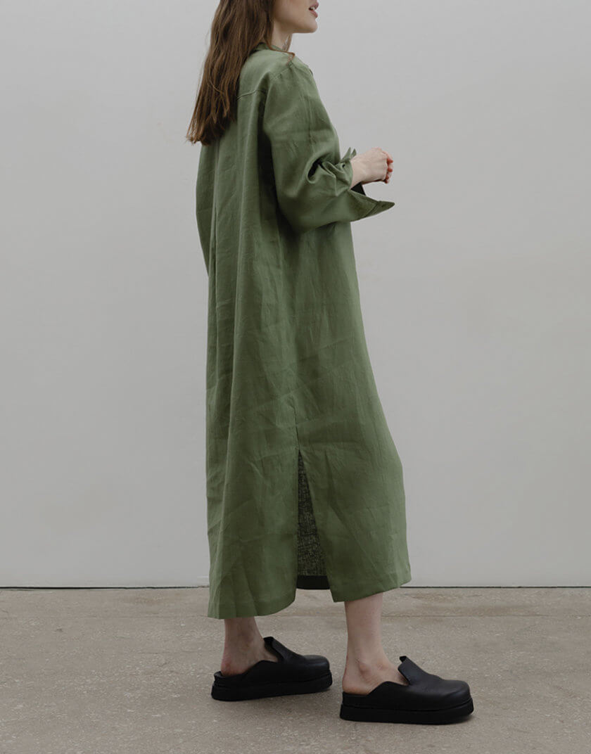 Сукня лляна зелена на ґудзиках BLCGR_BLCN_915, фото 1 - в интернет магазине KAPSULA