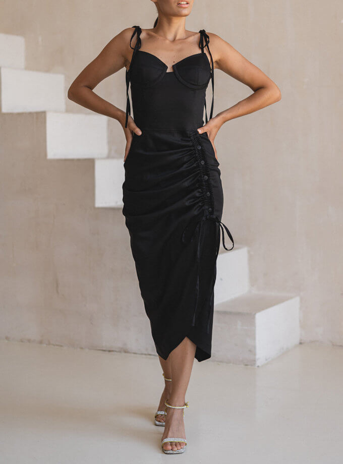 Платье миди со сборкой сбоку SE_SE19DrsMd, фото 1 - в интернет магазине KAPSULA