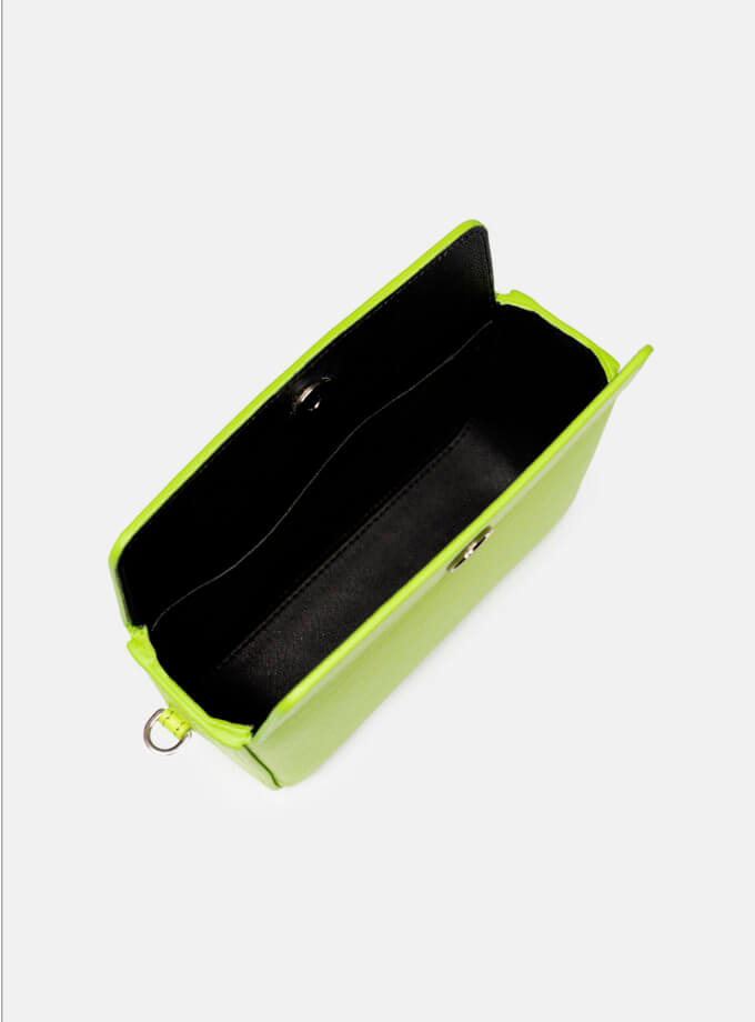 Кожаная сумка Snaked Baby Bag in Lime Green SNKD_P0133S, фото 1 - в интернет магазине KAPSULA