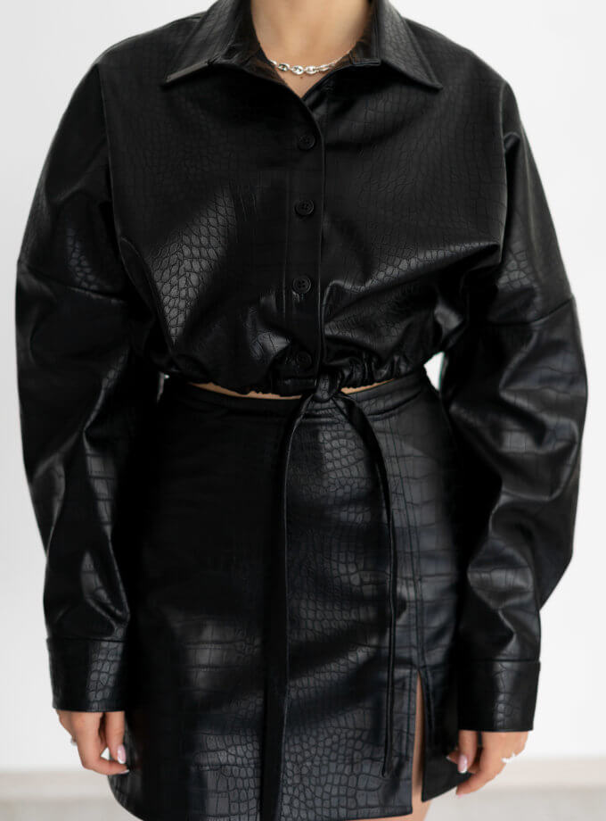 Куртка укорочена екошкіряна кроко SE_22_ShrtCrcB, фото 1 - в интернет магазине KAPSULA