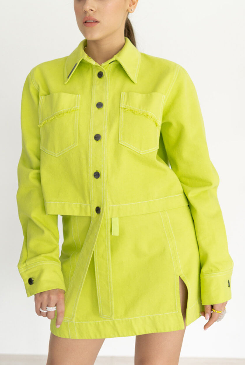 Куртка джинсовая яблочного цвета SE_22_JtDnmLm, фото 1 - в интернет магазине KAPSULA
