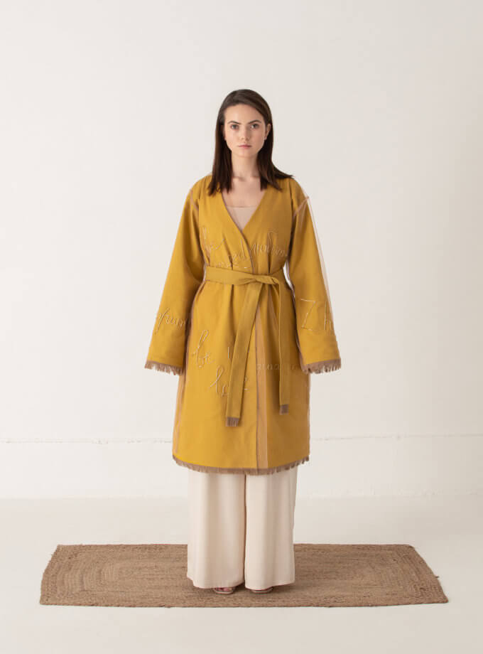 Кимоно с ручной вышивкой ZHRK_zkss220020-yellow, фото 1 - в интернет магазине KAPSULA
