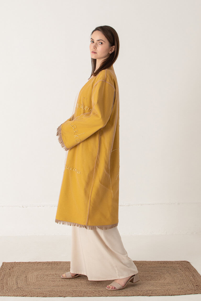 Кимоно с ручной вышивкой ZHRK_zkss220020-yellow, фото 1 - в интернет магазине KAPSULA