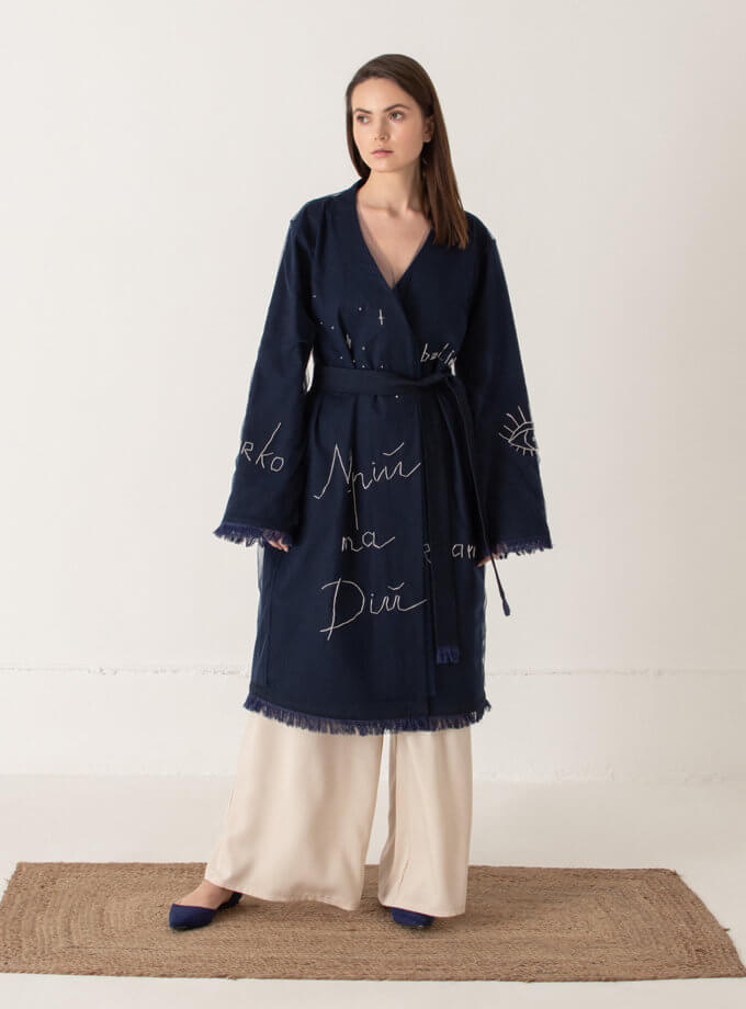 Кимоно с ручной вышивкой ZHRK_zkss220020-blue, фото 1 - в интернет магазине KAPSULA