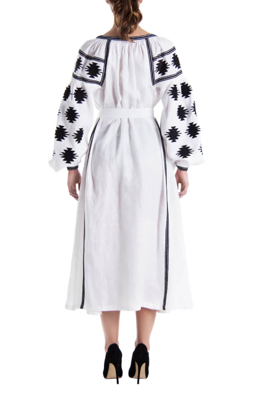 Біла сукня-міді Біла геометрія FOBERI_01065, фото 1 - в интернет магазине KAPSULA
