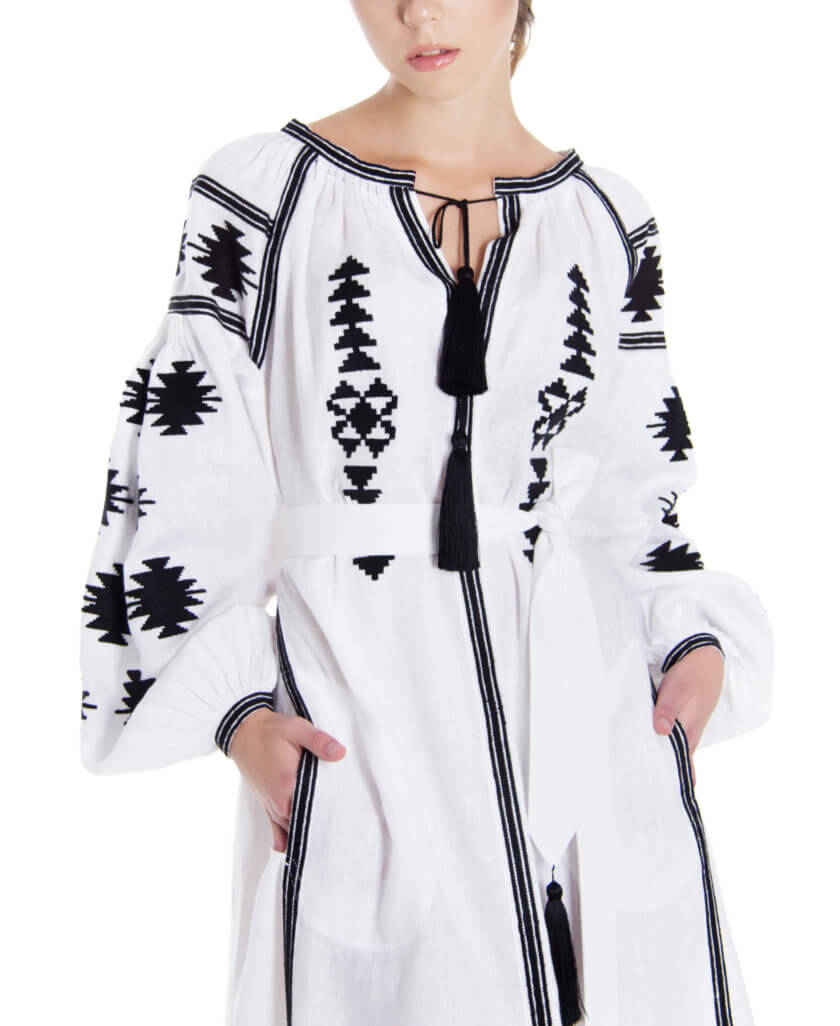 Біла сукня-міді Біла геометрія FOBERI_01065, фото 1 - в интернет магазине KAPSULA